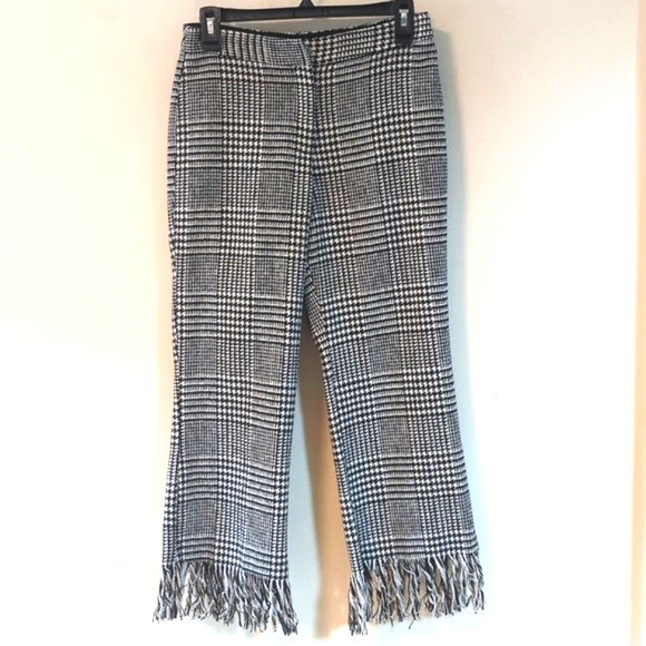 Dance & Marvel Black & White Houndstooth Fringed Pants - Picture 2 of 16